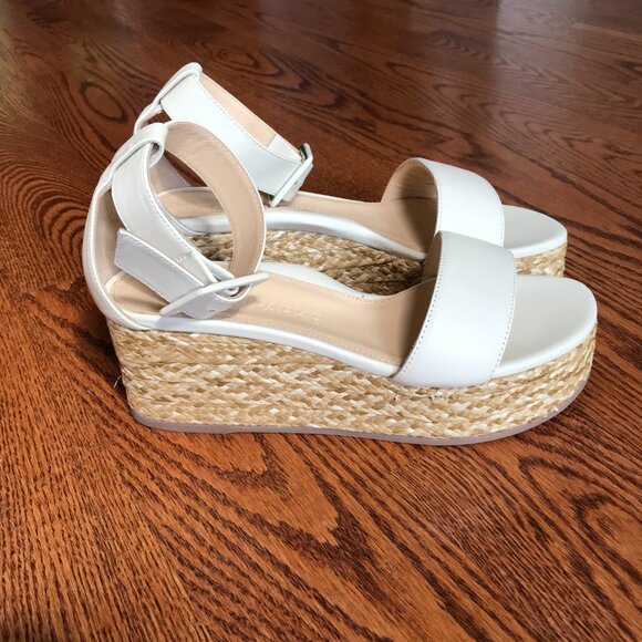 NEW Marion Parke Betsy Wedge Sandals Espadrilles Womens 36 6 Ivory Leather NIB - Picture 4 of 9